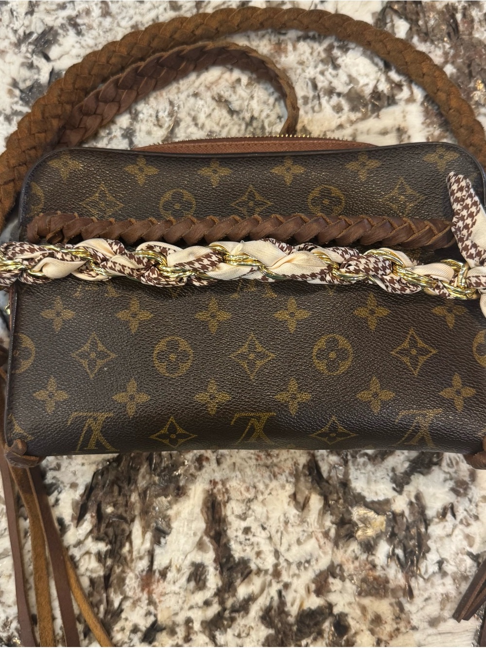 Louis Vuitton Brown Monogram Braided & Scarf-Accented Crossbody Bag